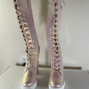 Pink Fairy Couture Lace-Up High Boots